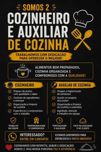 Cozinheiro e auxiliar de cozinha