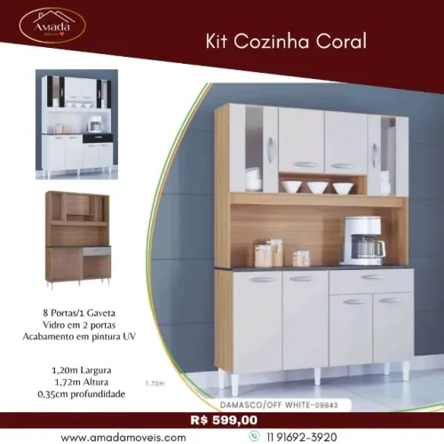 Kit Cozinha Coral, a pronta entrega 