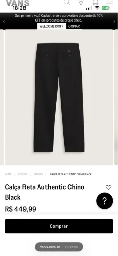 Calça Vans Original Nova