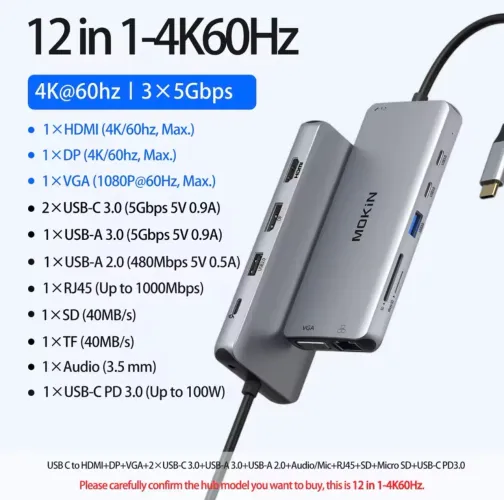 Dock Station USB-C Multifuncional