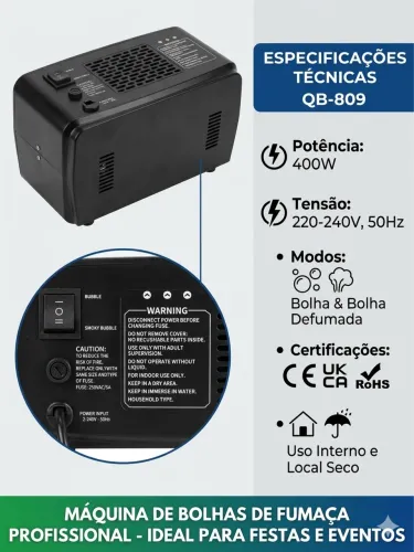 Máquina de sabão com fumaça 2 em 1