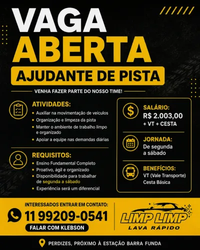 Vaga para ajudante de pista