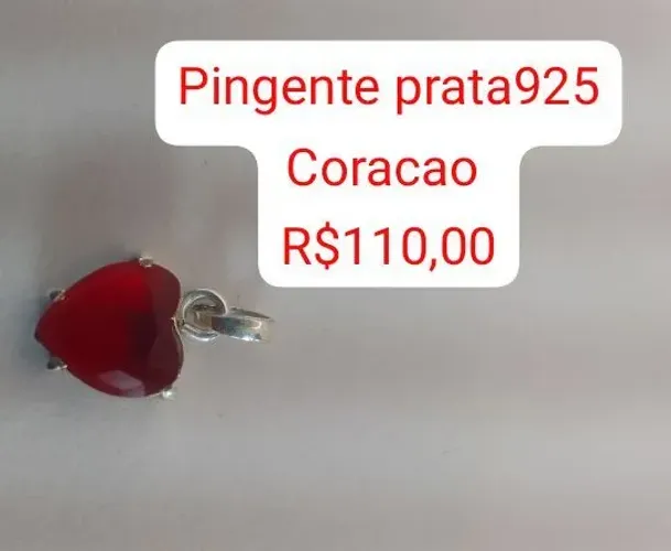 Pingente prata com coracao