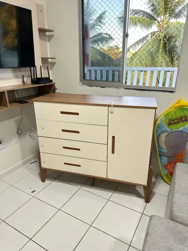Cômoda de bebê em MDF - Off White e Marrom