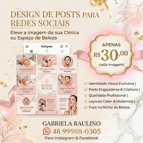 Criação de Artes para Instagram - Clínicas de Beleza R$30