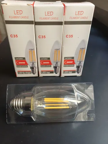 Kit 3 lâmpadas de filamento led vela