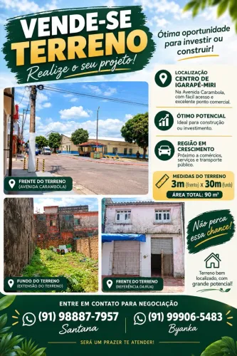 VENDO TERRENO NO CENTRO DE IGARAPÉ-MIRI!