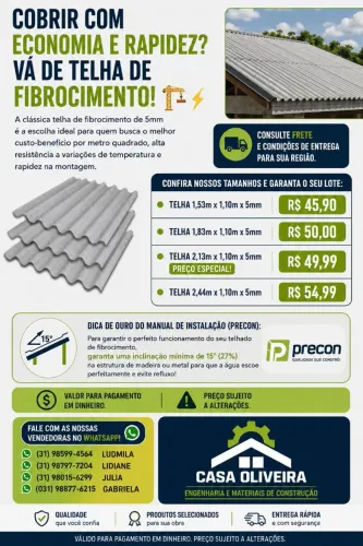 Telha de fibrocimento (ler descrição)