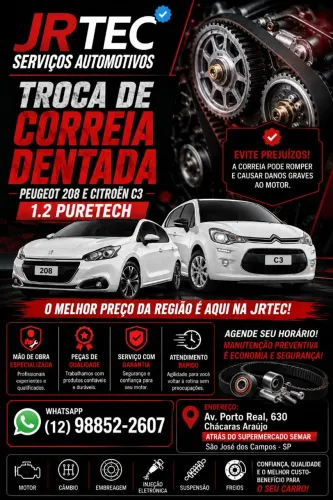 Troca correia dentada Citroen Peugeot 1.2 3 cilindros