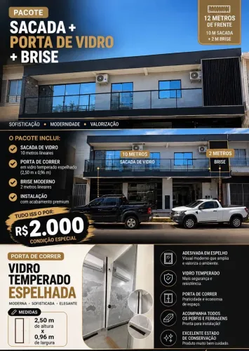 Vendo sacada + porta de vidro + brise