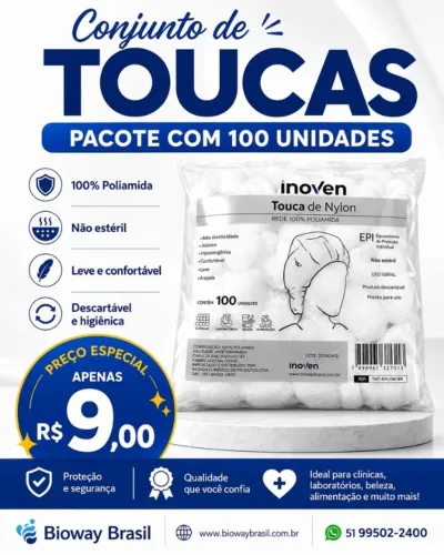 Touca de Nylon Descartável - Pacote com 100 Unidades