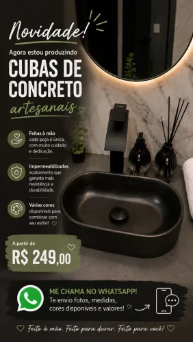 Cuba de apoio Concreto Artesanal Premium | Monolito | Várias Cores