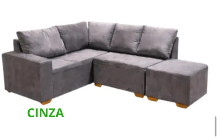 Sofá de canto com puff Celta 12x R$ 158,33