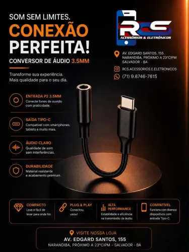 Cabo Adaptador Tipo-C Para P2