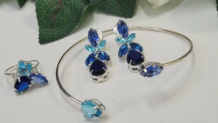 Conjunto Anel e Brinco e PULSEIRA Artesanal