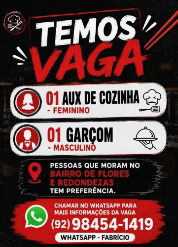 TEMOS VAGAS - INÍCIO IMEDIATO