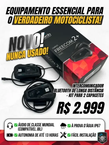 INTERCOMUNICADOR PARA MOTOCICLETAS FREEDOM 2+ DUO BLUETOOTH, MARCA CARDO
