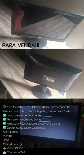 Monitor 15.6 polegadas / Vga 