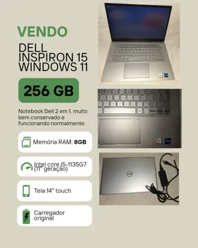 Notebook Dell Inspiron 2 em 1 | Core i5 11ª Geração | 8GB RAM | SSD 256GB | Touch