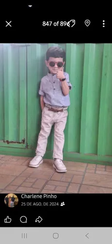Camisa gola padre cinza para menino de 3 a 4 anos