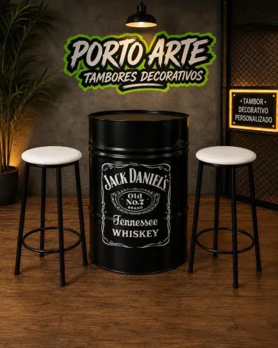 Kit tambor decorativo + 2 banquetas personalizado