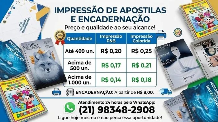 Impressão de apostilas e encadernação