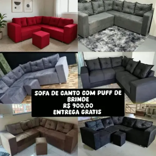 Sofá L. Ganha puff de brinde. Entrega grátis
