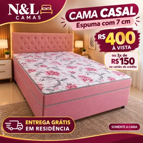 Camas casal espuma com 7cm novas,plastificadas!