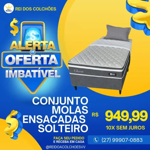 Conjunto Molas Ensacadas Solteiro Colchão + Box Solteiro 88x188
