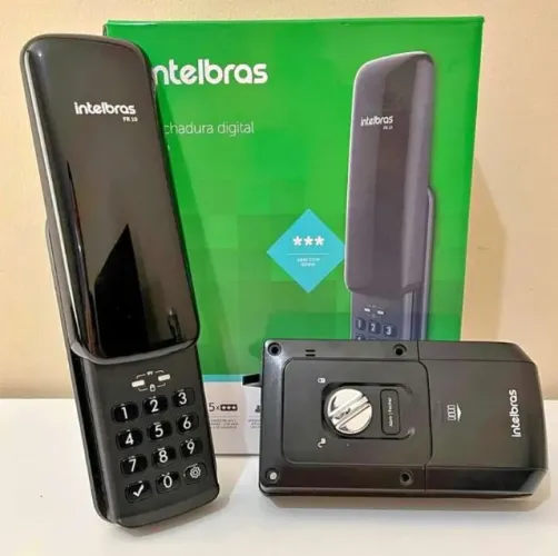 Fechadura digital Intelbras FR 10 preta - Nova | Pronta entrega ? Mais segurança, pratici
