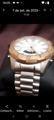 Relógio masculino technos skydiver fundo branco bizel rosé 