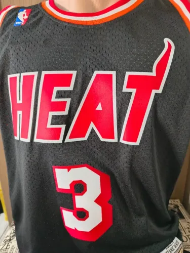 Regata NBA Miami Heat #3 Dwyane Wade Preta Nova com Etiqueta