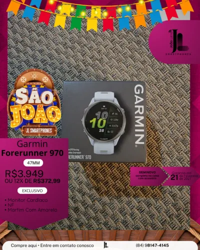 GARMIN FORERUNNER 970, 47MM, LACRADO, EXCLUSIVO!