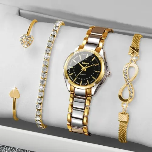 Relógio Feminino Chance® Luxo Aço Inoxidável com Acessórios e Caixa