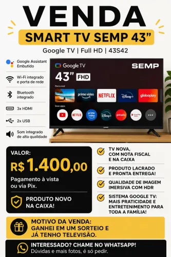 TV 43 polegadas SEMP FHD