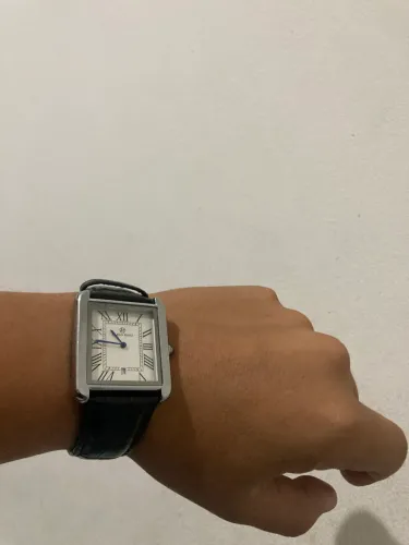 Relógio Masculino Estilo Clássico (Estilo Tank / Ponteiros Azuis)