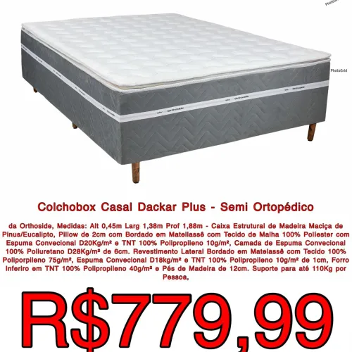 Cama box casal conjugada Dackar espumas D28 suporta 110kg pessoa / frete grátis