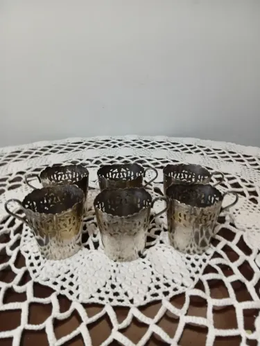 6 porta copos vintage espessurados a prata