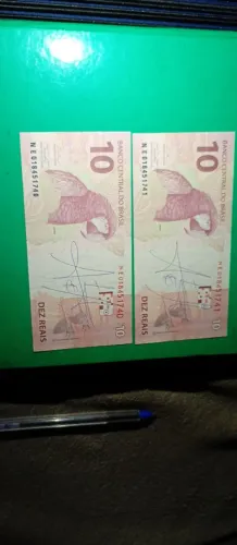 2 Cédula de R$ 10.00 Flor de Estampa compradas de uma Criança de 10 Anos Peças Raras