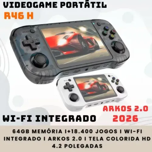 R46H 64GB Console Portátil com 20.000 Jogos Tela 4.2 IPS Linux Retrô WI-FI INTEGRADO