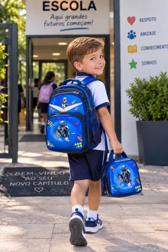 Kit 3 Peças Mochila Escolar - Astronauta