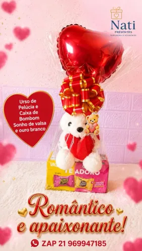 Presente Dia dos Namorados - Chocolate e Ursinho