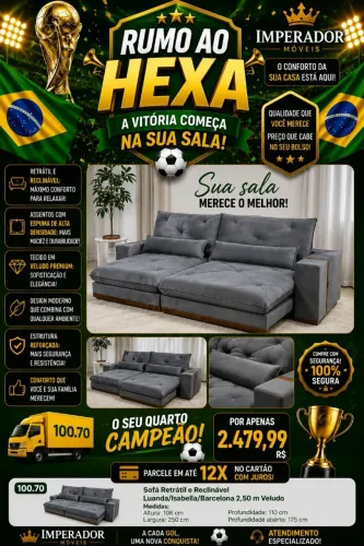 Sofá Retrátil e Reclinável Luanda 2,50