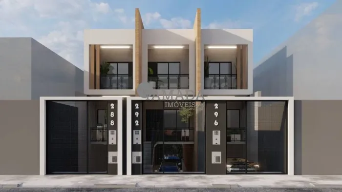 Sobrado novo frontal com 3 quartos sendo 1 suíte, área gourmet, 4 vagas à venda, 144 m² po