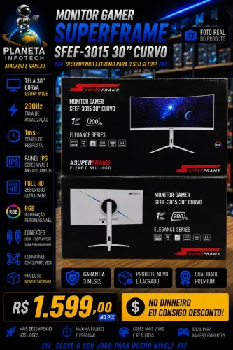 Monitor Gamer 30 polegadas Curvo 200Hz Ultrawide tela IPS com RGB ( Produto novo )