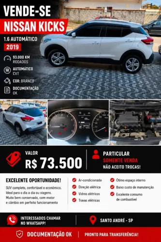 Nissan Kicks S Direct 1.6 16V Flex 5P Aut.(pcd) 2019