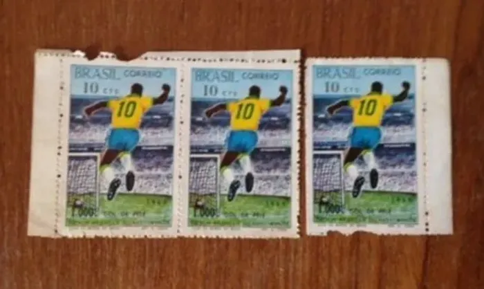 3 selos comemorativo milésimo gol do pelé 1969
