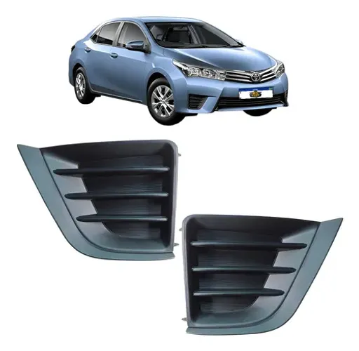 Par Grade Moldura Milha Corolla 2015 2016 2017 Sem Furo Preto Ambos Lados
