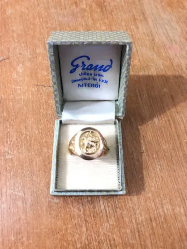 Anel de Ouro 18K - 10 G - Emblema São Jorge - Antiguidade