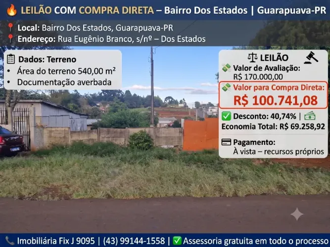 Oferta da Caixa ? Terreno no Alto Cascavel, Guarapuava - PR, Nº 0, 363,12m² | Leilão